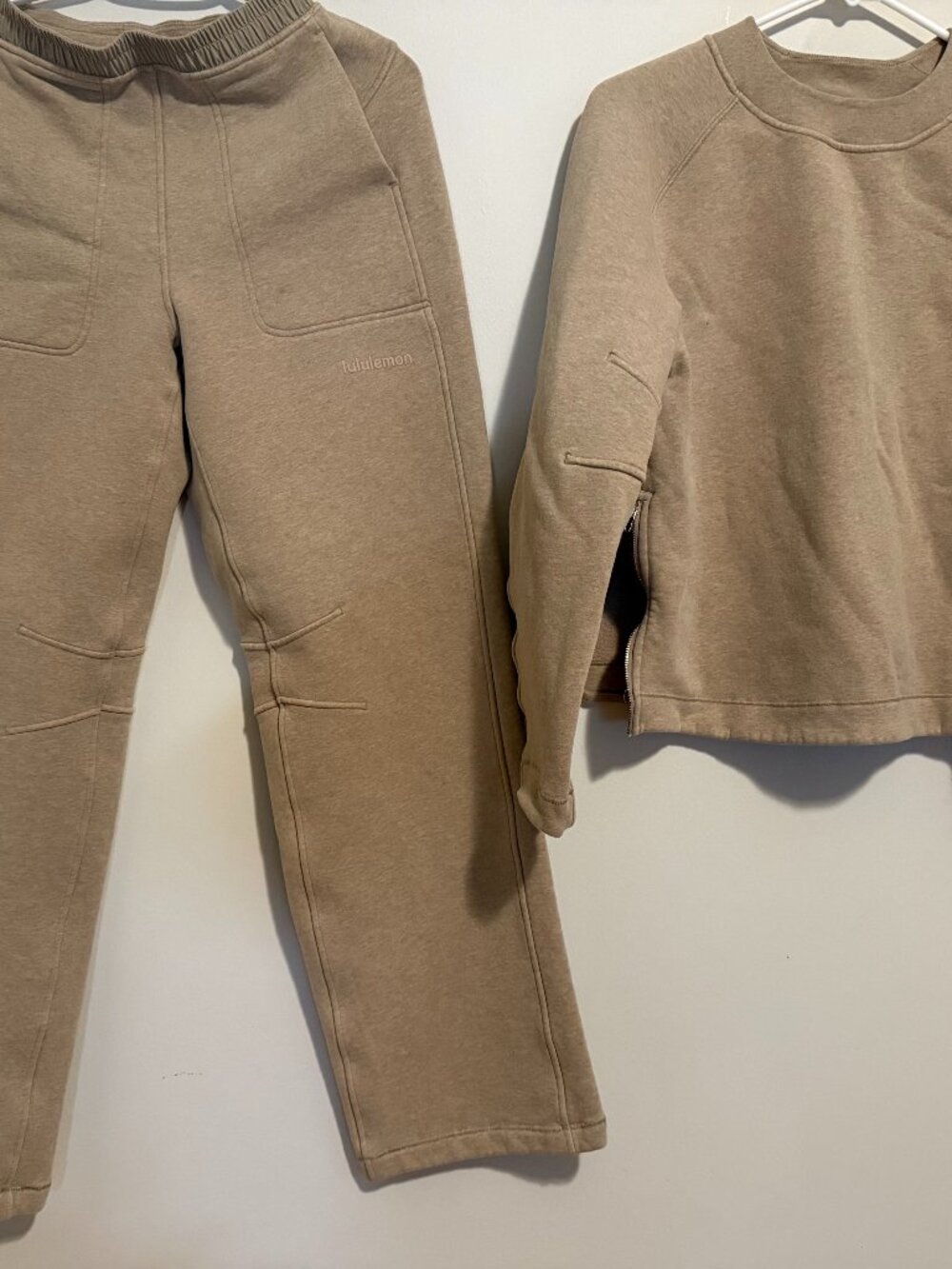 Lululemon Loungeful Coordinated Set - Relaxed Crewneck & HR Sweatpants Tan